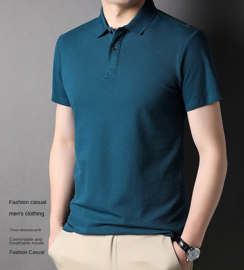 Top Grade 100% Cotton Men's Designer Polo - Summer Solid Short Sleeve