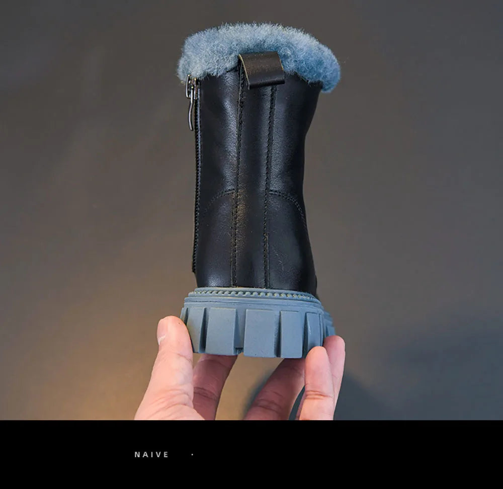 Girls' Korean Winter Fashion Boots: Warm, Faux Fur, Anti-Slip