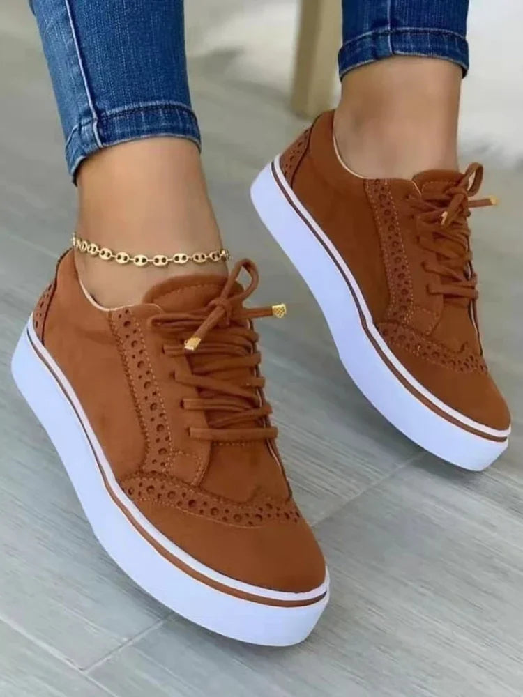 Women's Casual Lace-Up Sneakers - Versatile Spring Flats