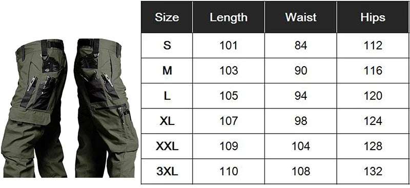 Tactical Waterproof Combat Pants - Men's Multi-Pocket Wear-Resistant Outdoor Cargo Trousers