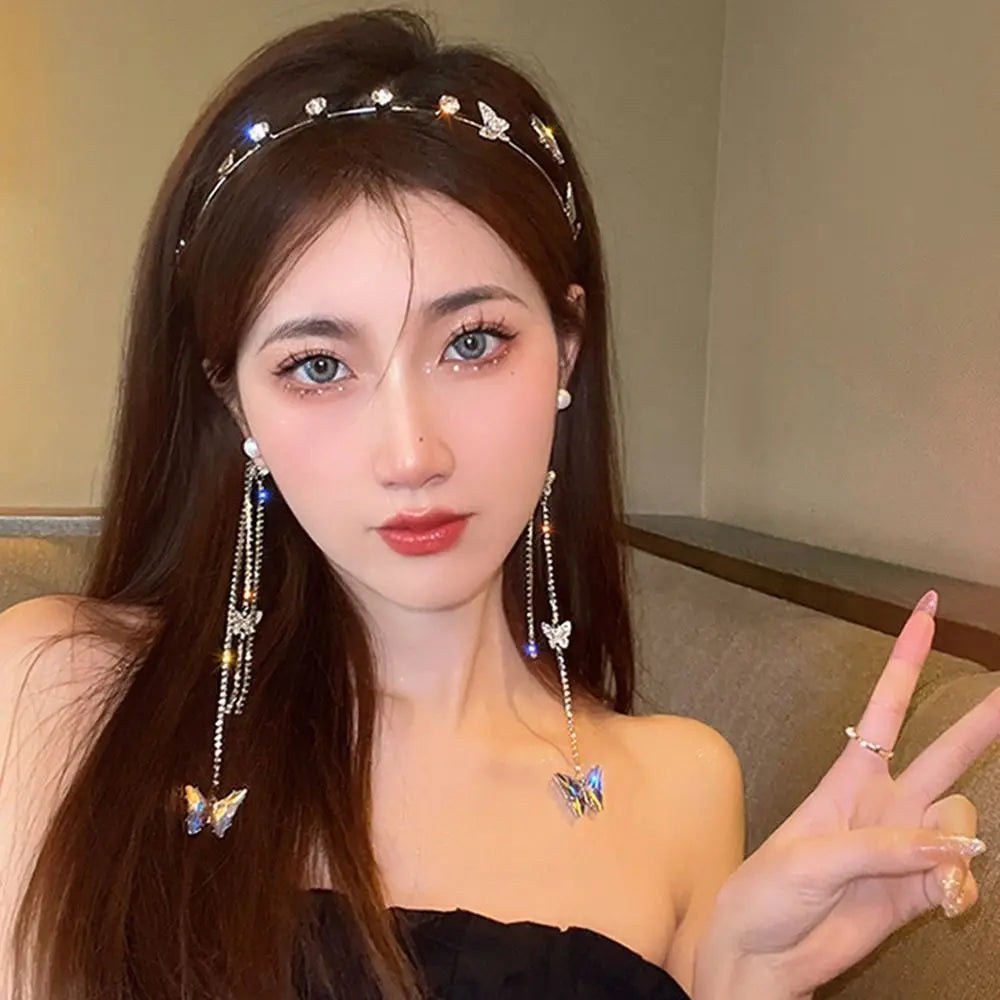 Shiny Luxury Butterfly Headband - Trendy Rhinestone Hair Hoop for Women