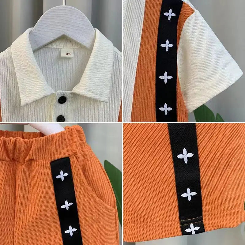 Boys' Summer Casual Sports Set: Half Sleeve Shirt & Shorts