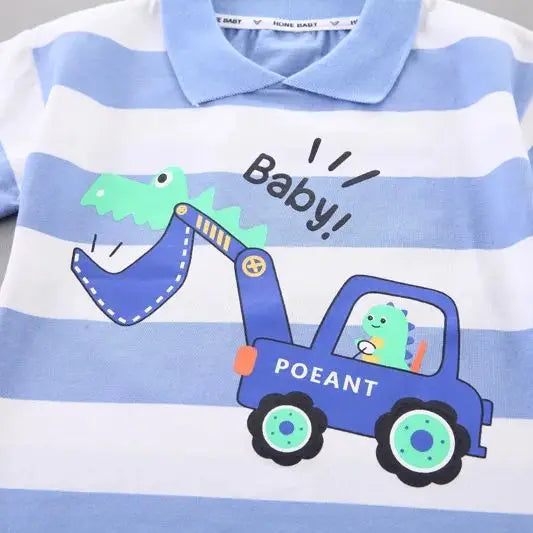 Baby Cartoon Excavator T-Shirt & Shorts 2-Piece Set