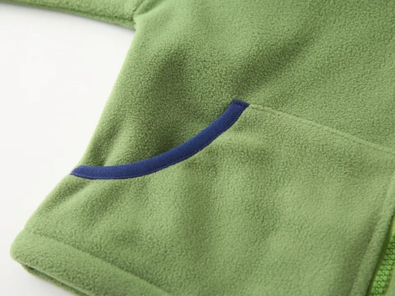 Autumn Winter Baby Boy Fleece Jacket – Letter Sticker & Zipper Coat