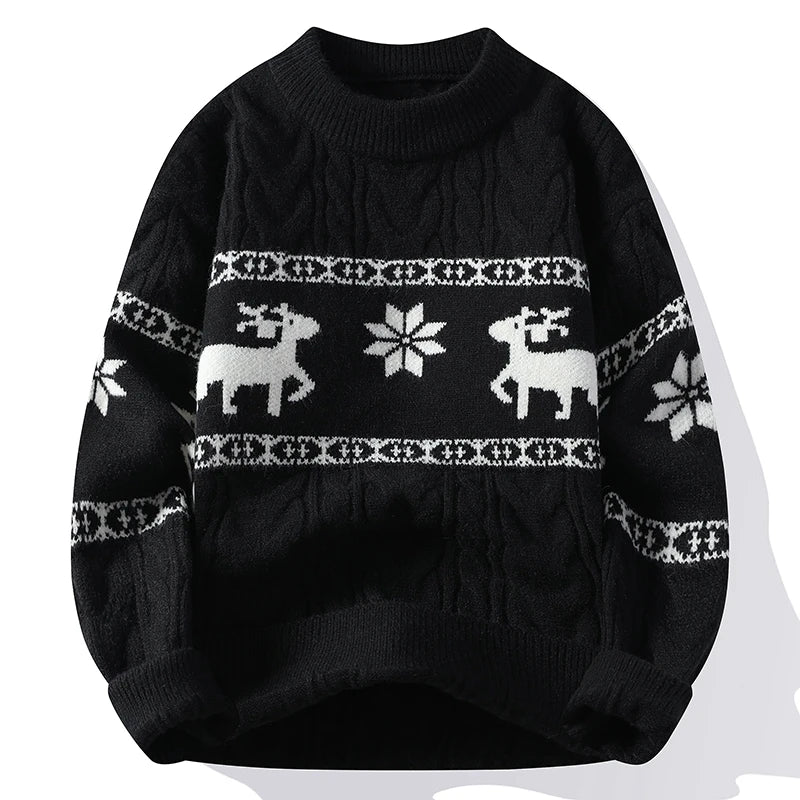 Men's Luxury Cashmere Christmas Sweater – Thick, Warm Deer Print