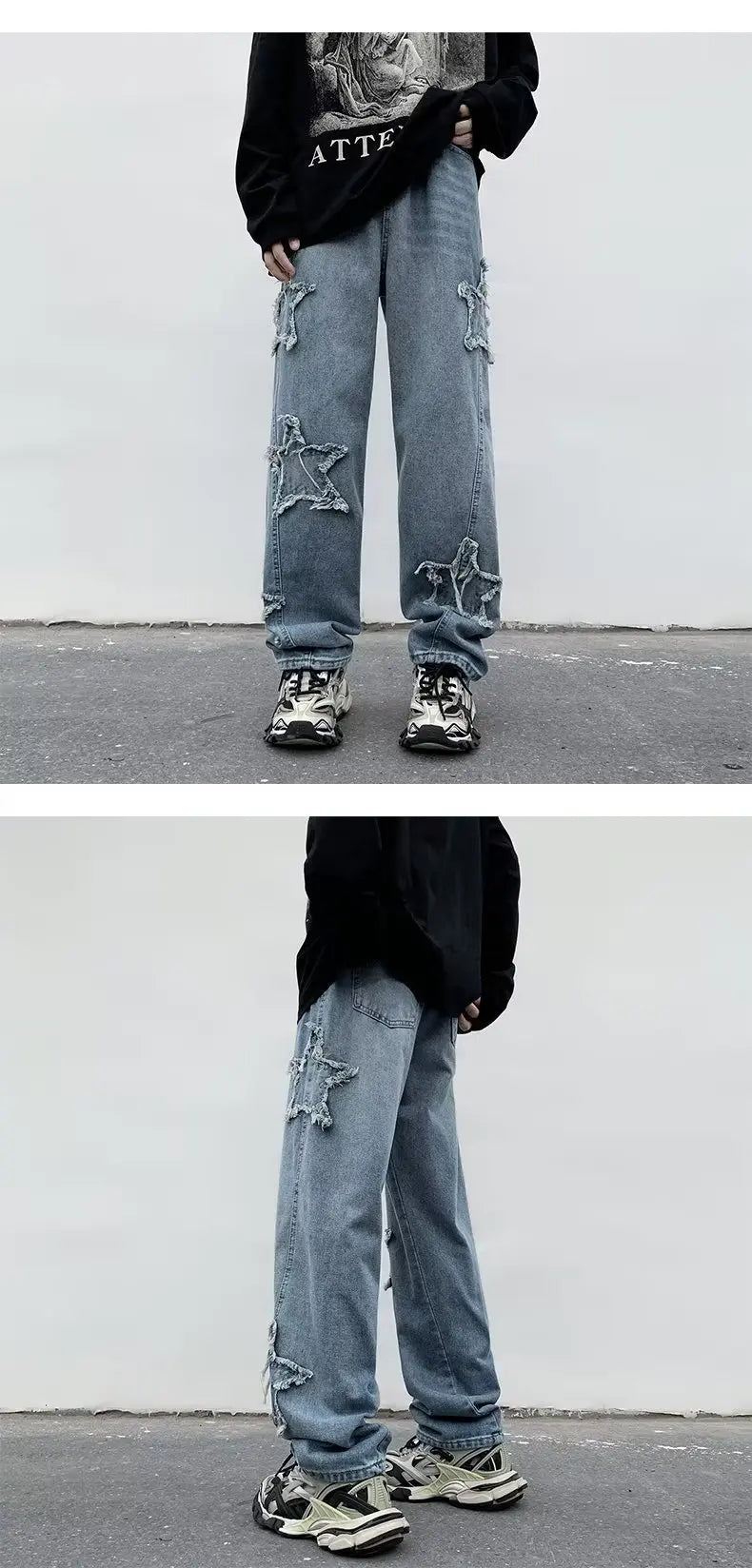 Hip Hop Embroidered Baggy Jeans - Men's Fashion Trousers