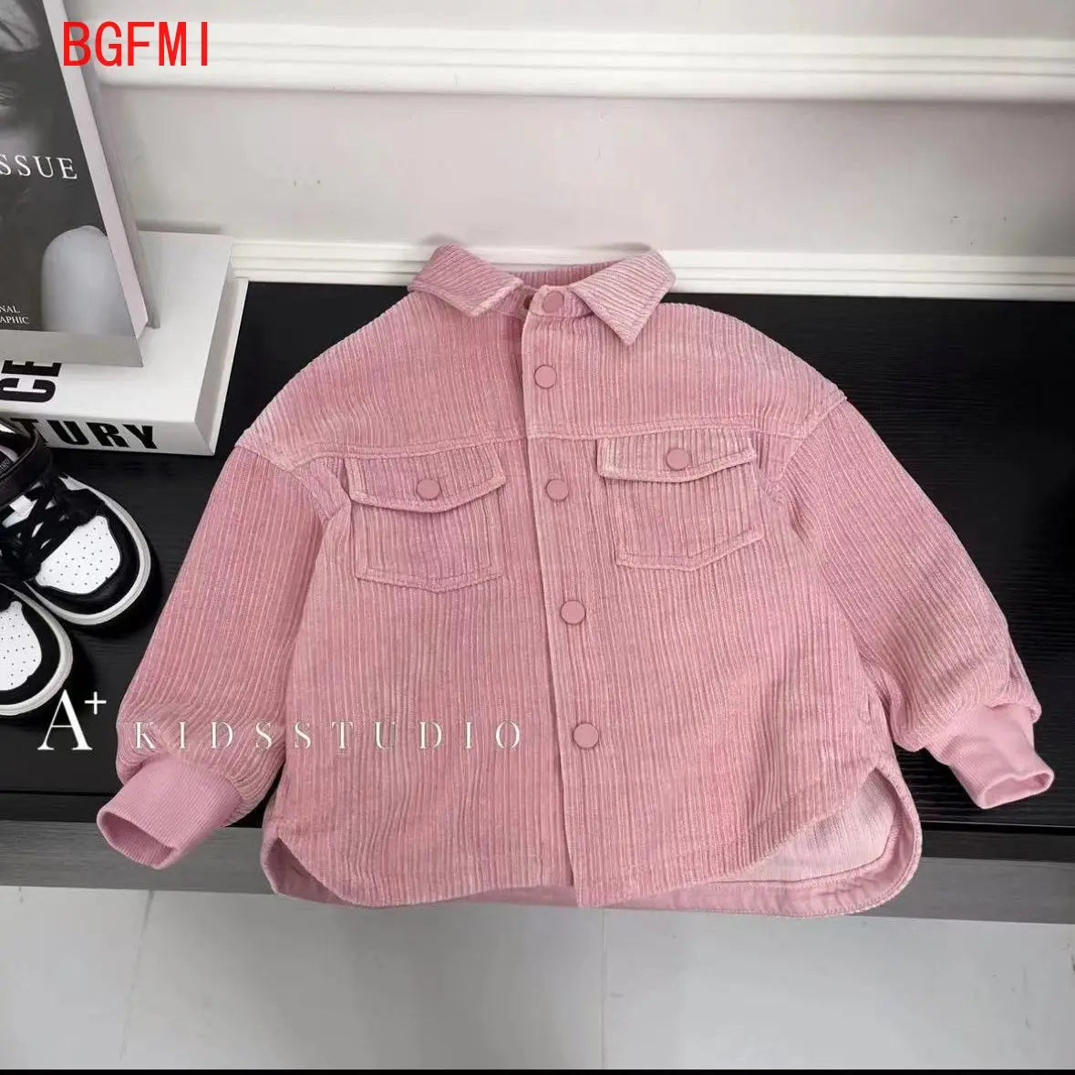 Children's 2-Piece Set – Baby Boys' Corduroy Pink Jacket and Pants for Spring/Autumn