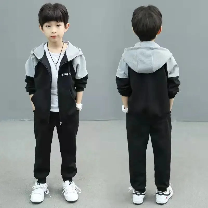 Boys' Stand Collar Tracksuit – Autumn Casual Sports Set