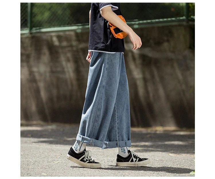 Men’s Hip Hop Wide-Leg Denim Cargo Jeans - Streetwear Skateboard Trousers