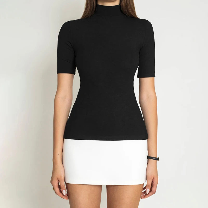 Summer 2024 Turtleneck Half Sleeve Bodycon Dress