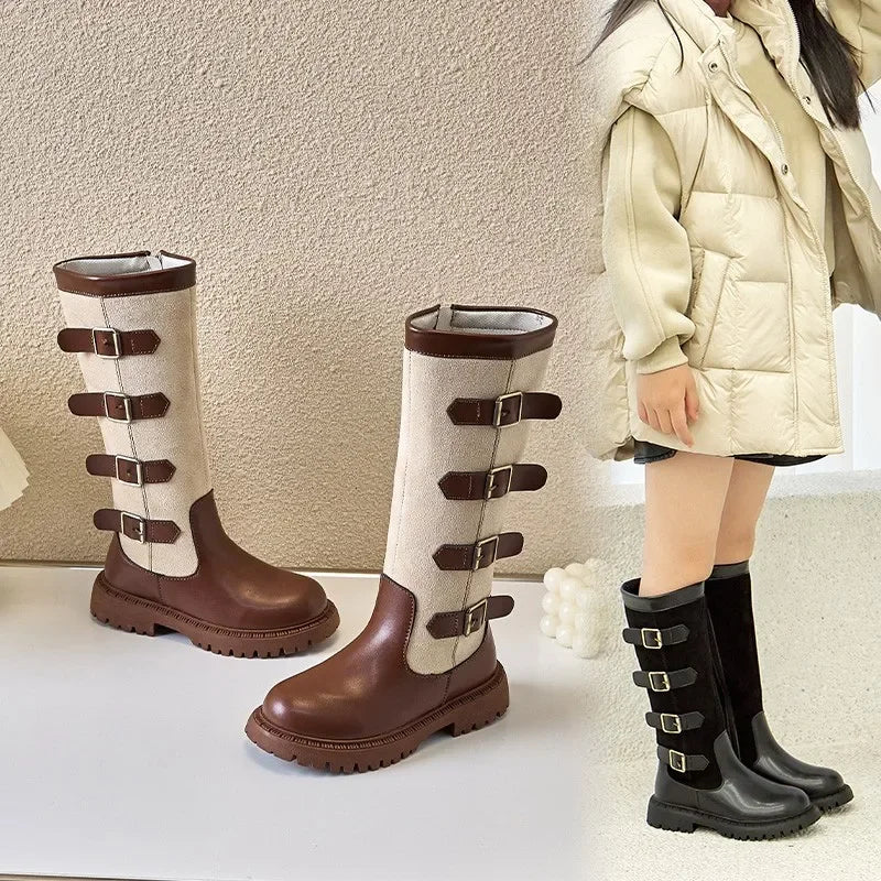 Girls' British Style High-Top Boots - Autumn Winter Fashion & Outdoor Princess Shoes