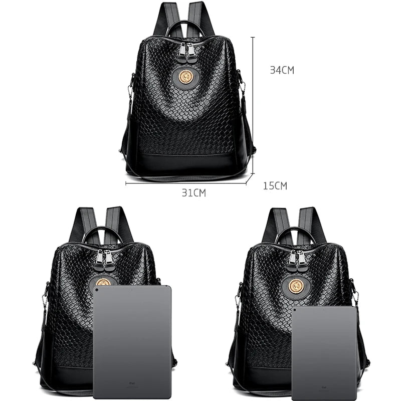 Luxury Leather Women's Backpack - Large Capacity Shoulder Bag