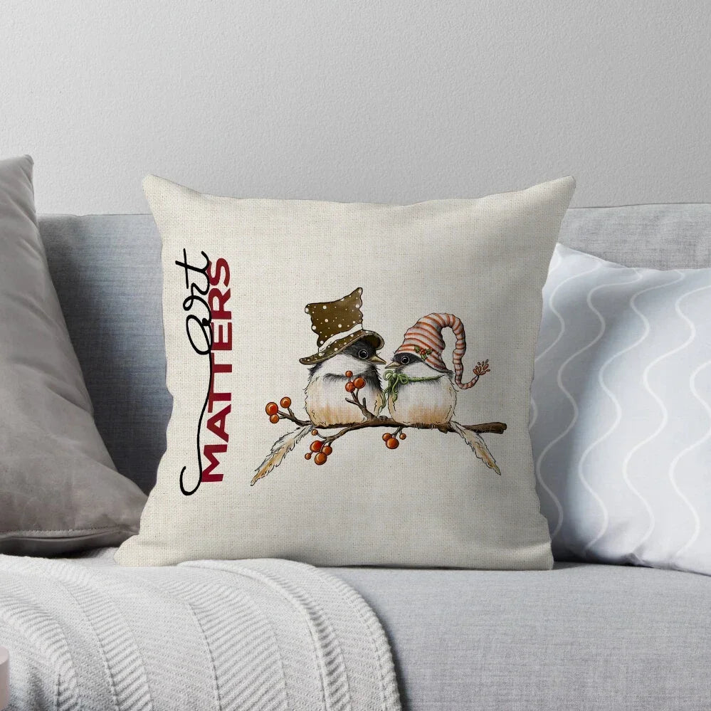 1PC Christmas Linen Pillowcase Cushion Cover – Customizable Home Sofa Decoration