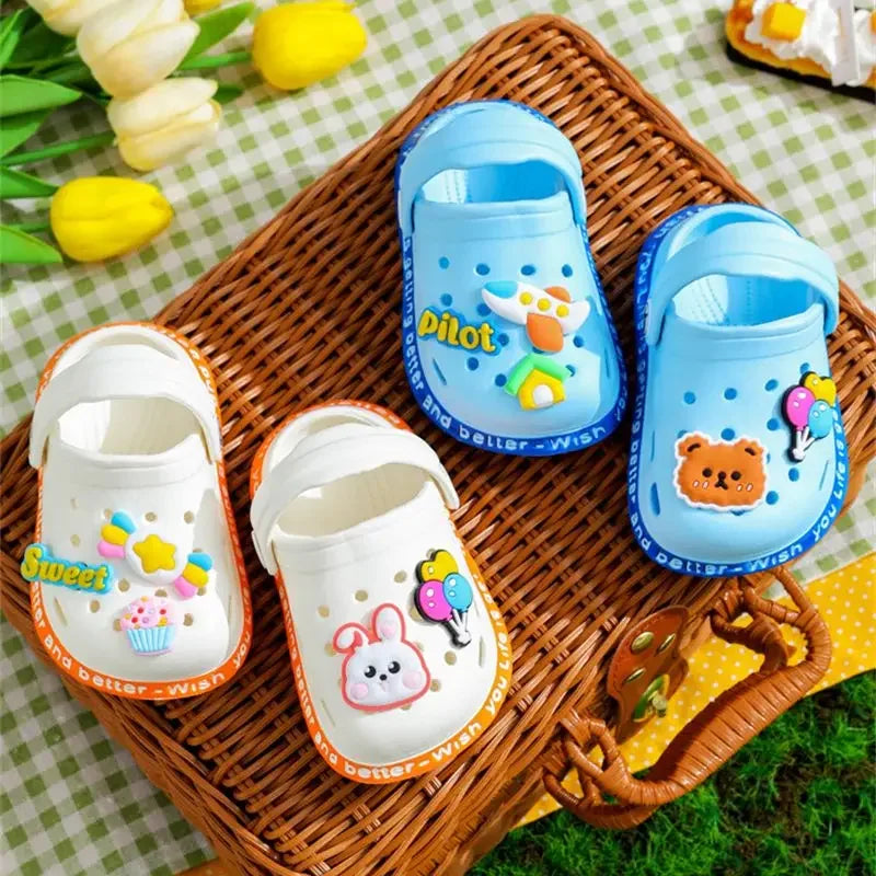 Summer Kids' Sandals: Cartoon DIY Design Anti-Skid Shoes