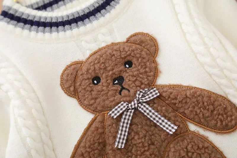Autumn Winter Children's Sweater – 0-5 Years Kids Bear Cartoon Pullover Wool Knit Jumper