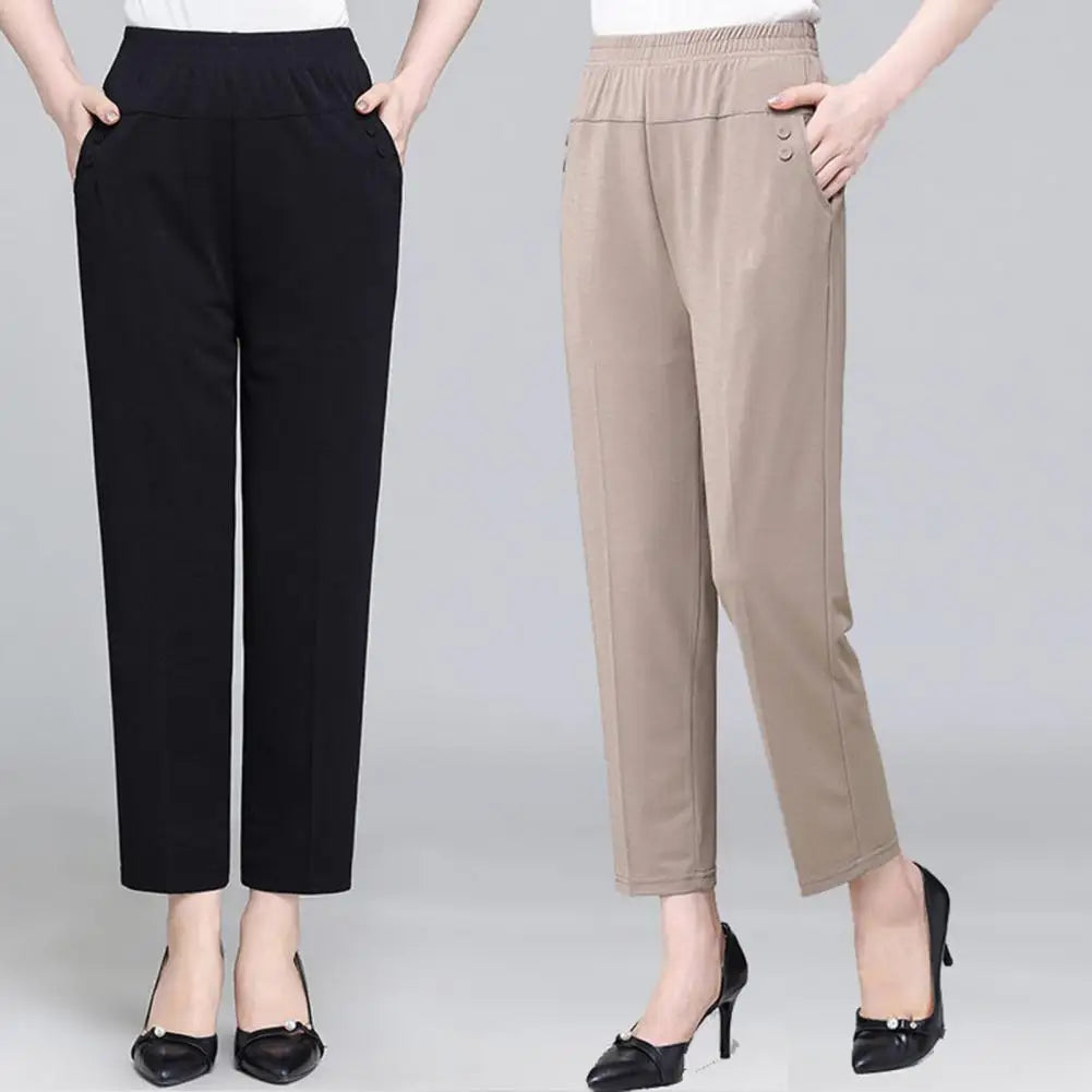 Summer High Waist Loose Fit Pants for Middle-Aged Women