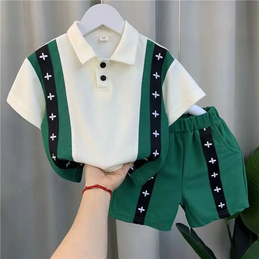 Boys' Summer Casual Sports Set: Half Sleeve Shirt & Shorts
