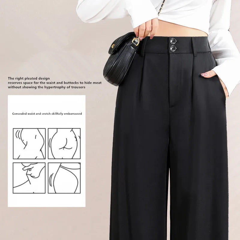 Women's High-Waist Slim Suit Pants – Spring/Autumn Korean Straight-Leg Trousers