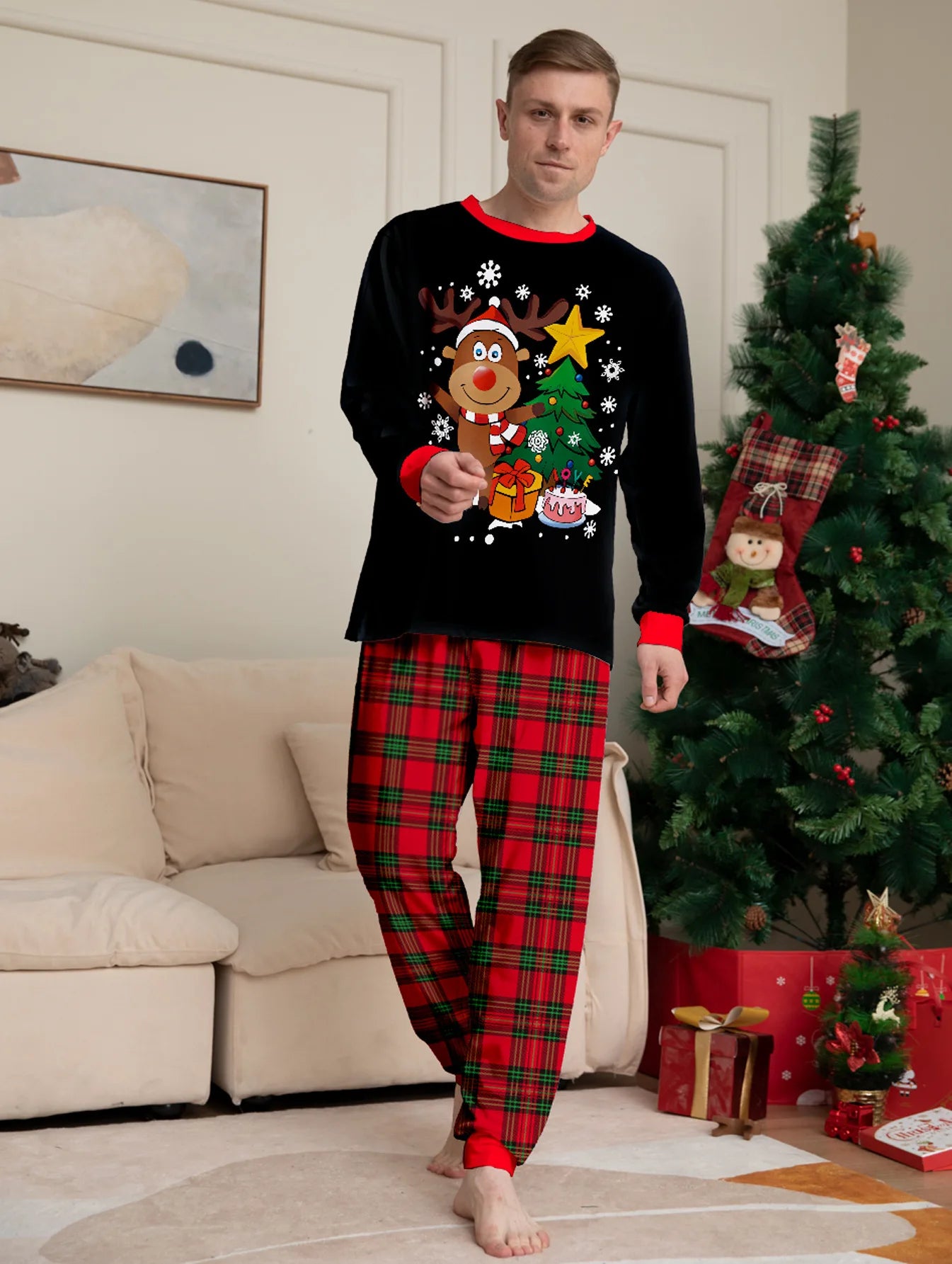 Christmas Family Matching Pajamas – Adults, Kids, Baby Rompers, Casual Sleepwear Set