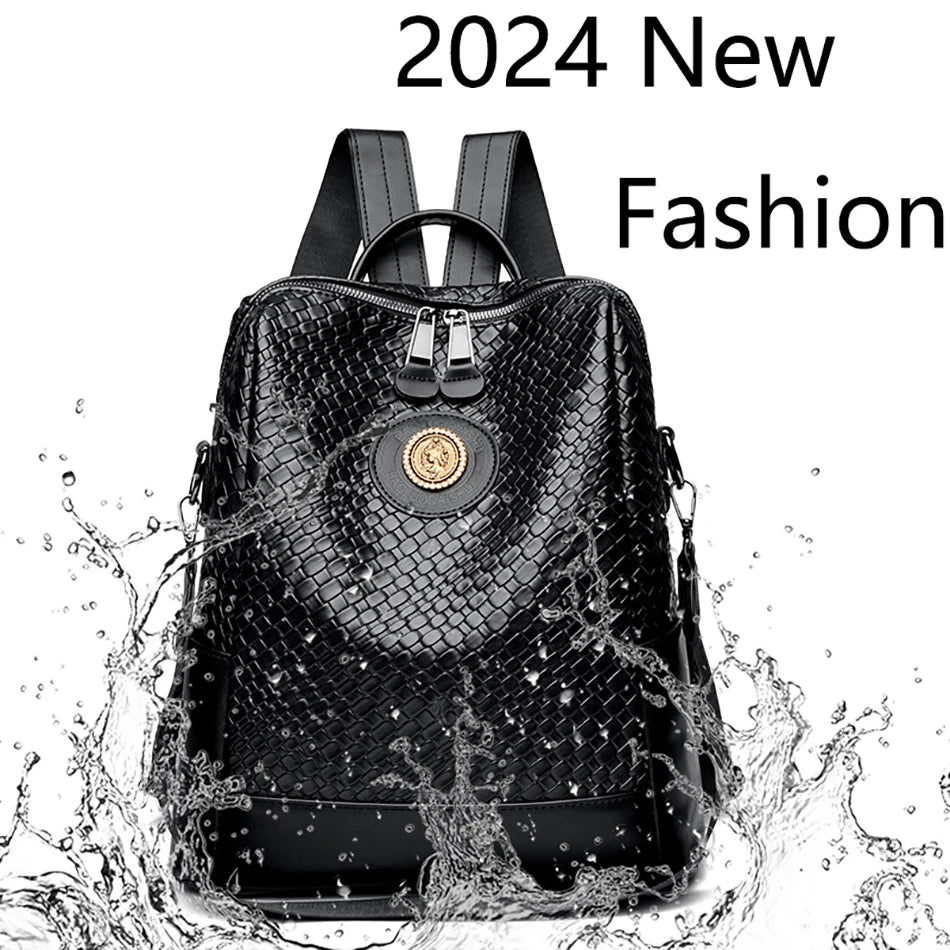 Luxury Leather Women's Backpack - Large Capacity Shoulder Bag