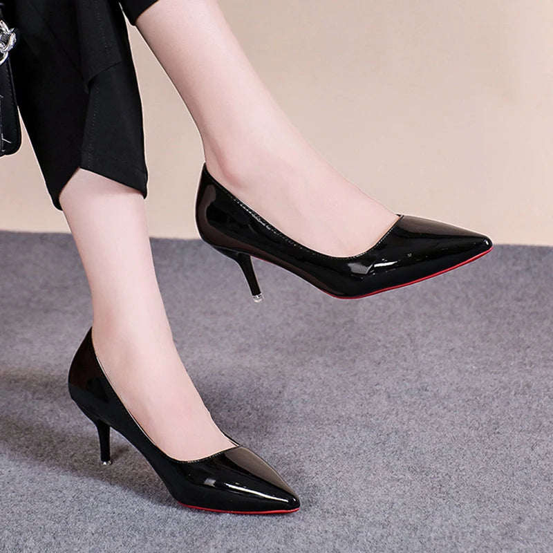 Classic Black Stiletto Heels - Patent Leather High Heels for Women