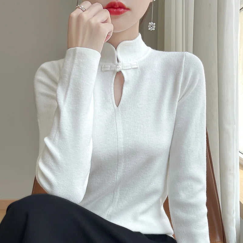 Women's Cashmere Long Sleeve Pullover Sweater – Autumn/Winter Knit