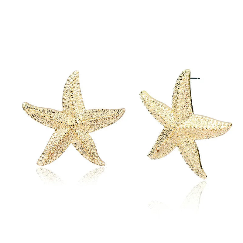 Trendy Gold Large Starfish Stud Earrings for Women