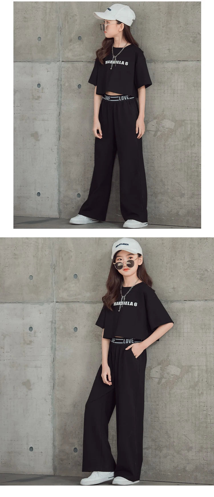 Summer Fashion Letter Top & Pants Set for Girls (Ages 5-14)
