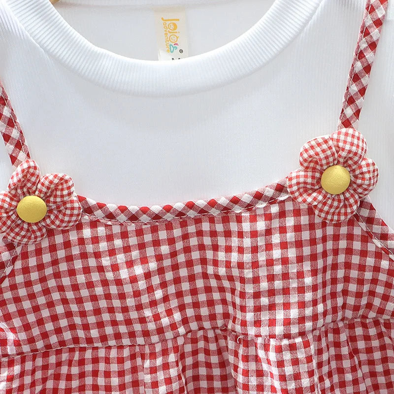 Summer Baby Girls Clothing - Dress Spliced Plaid Princess Dress 0-4Y