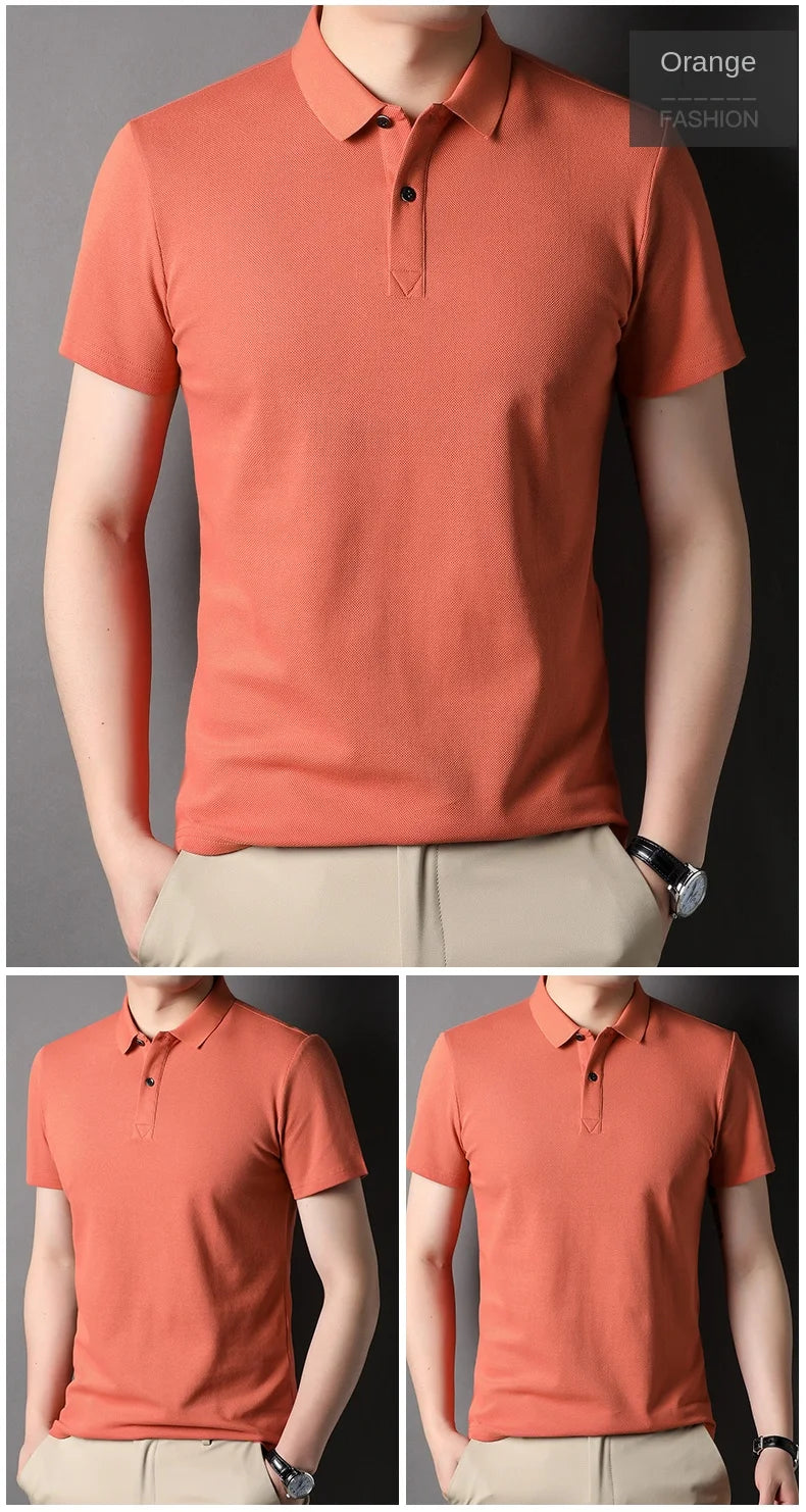 Top Grade 100% Cotton Men's Designer Polo - Summer Solid Short Sleeve