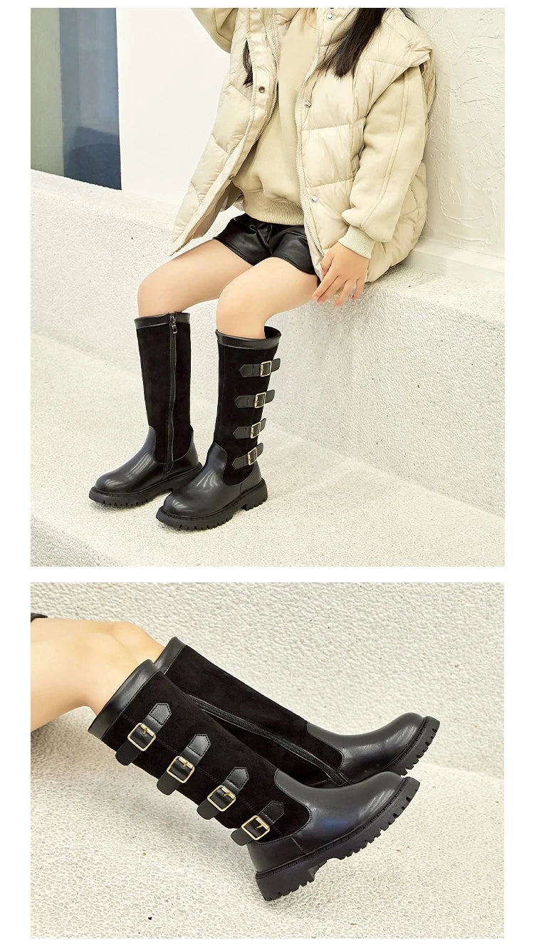 Girls' British Style High-Top Boots - Autumn Winter Fashion & Outdoor Princess Shoes