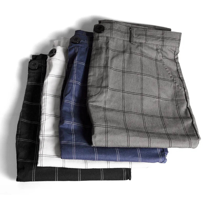 Plaid Fashion Men's Pants – British Style Casual & Formal Trousers