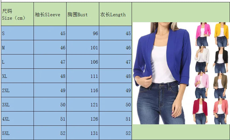 Plus Size 5XL Women's Cropped Bolero Cardigan – 3/4 Sleeve Open Stitch Shrug, Casual Streetwear.