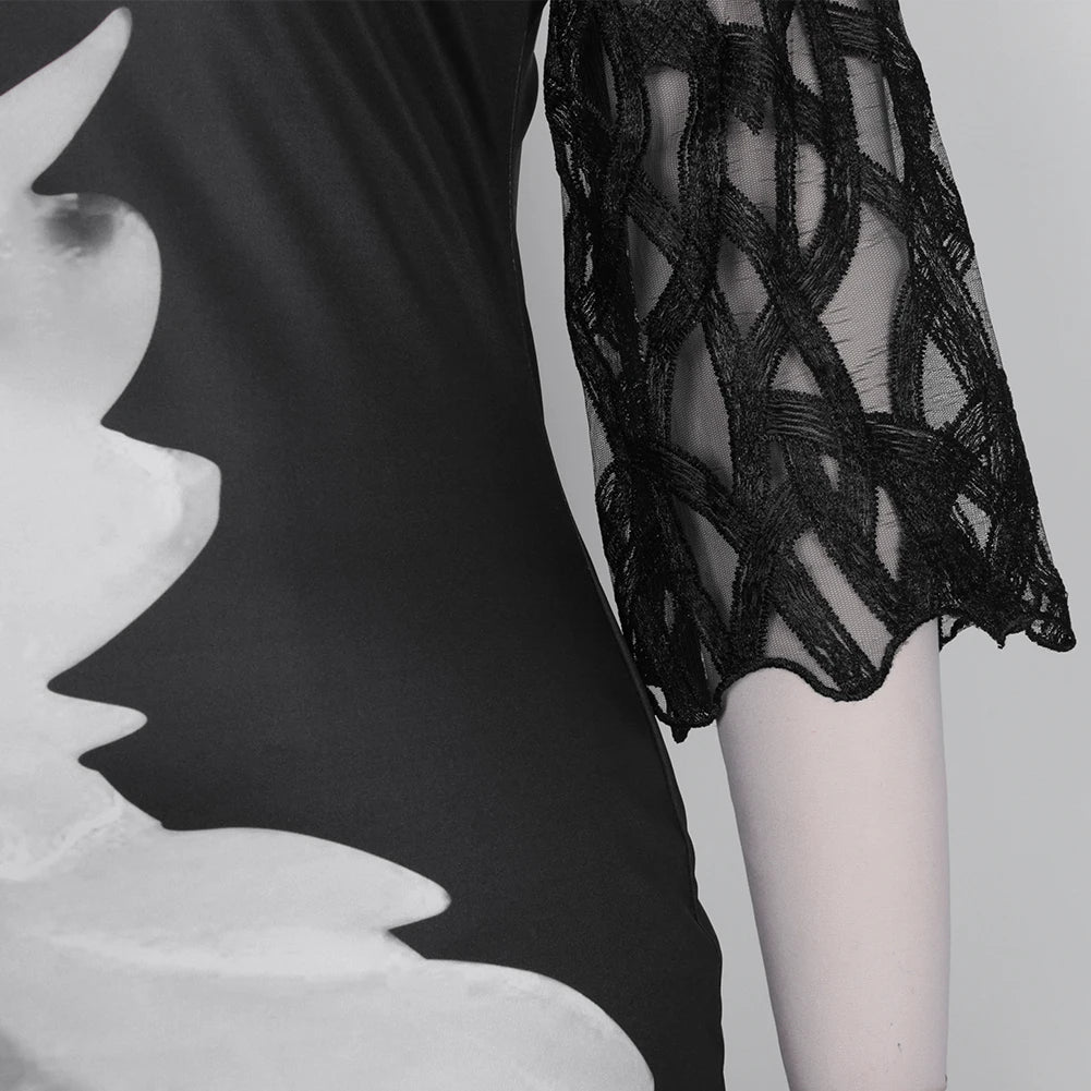 Women's Summer Floral Print Dress – Elegant Mesh Sleeve, Casual Birthday/Party Dress, 3XL/4XL
