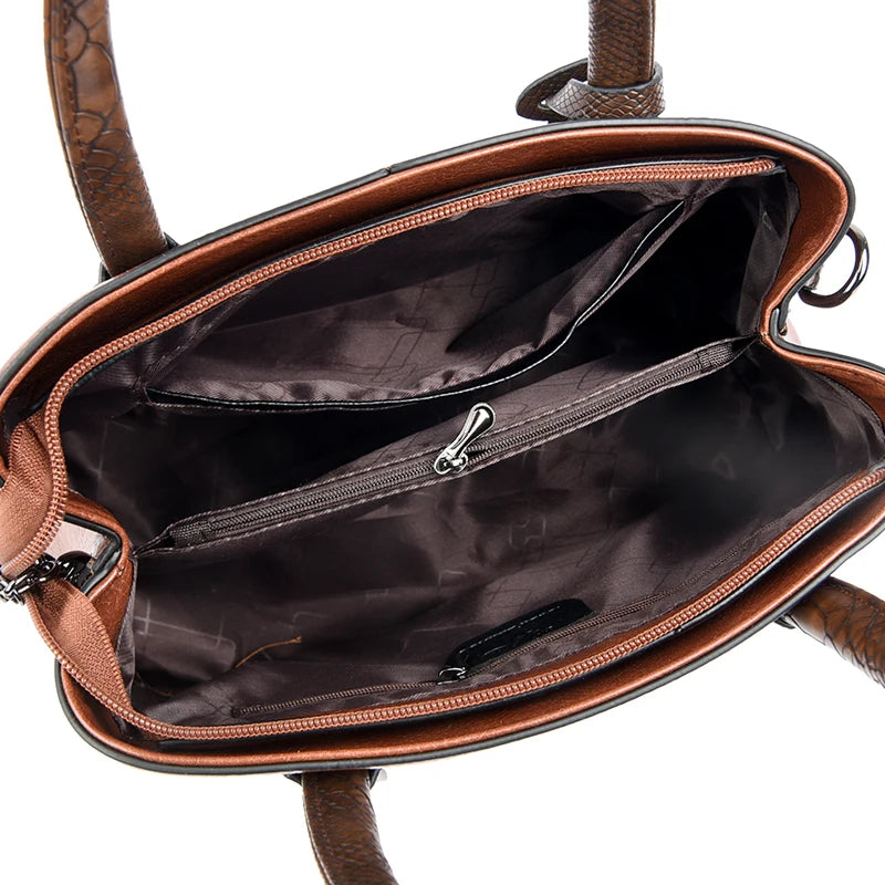 Fashionable 3-Layer Crossbody Tote for Women – High Capacity Soft Leather Handbag