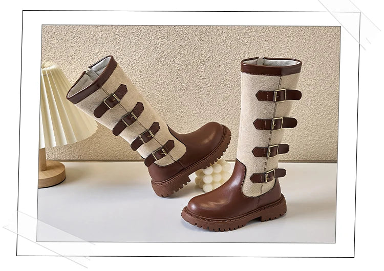 Girls' British Style High-Top Boots - Autumn Winter Fashion & Outdoor Princess Shoes
