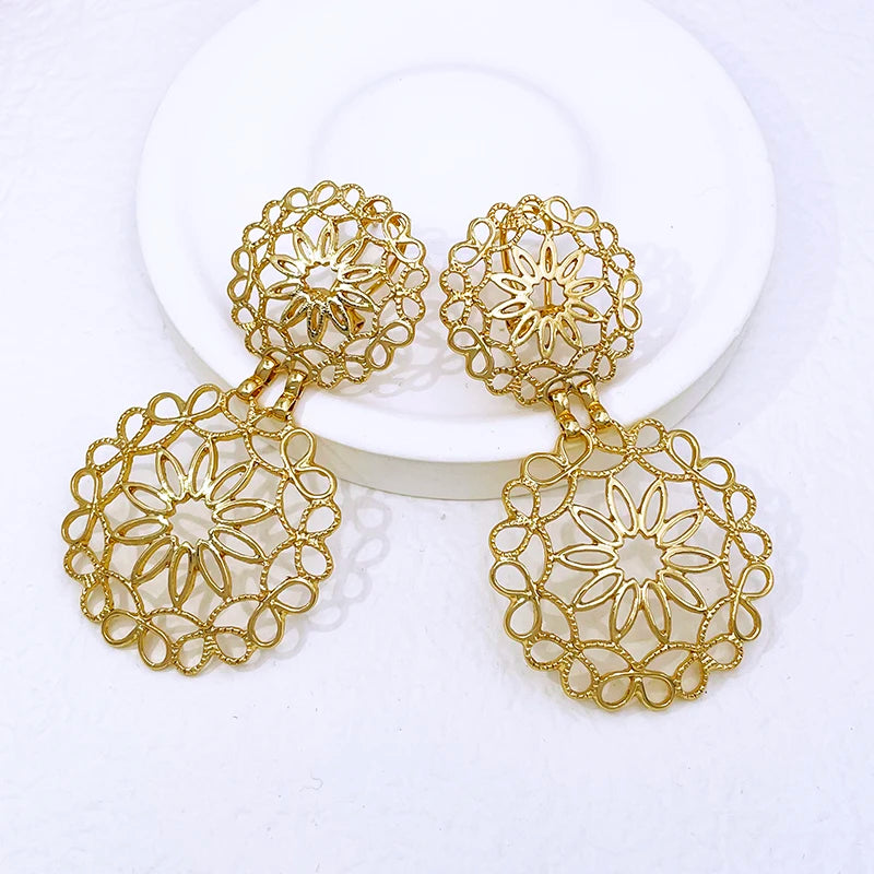 Luxury Two-Tone Big Drop Earrings - Trending Wedding & Party Jewelry
