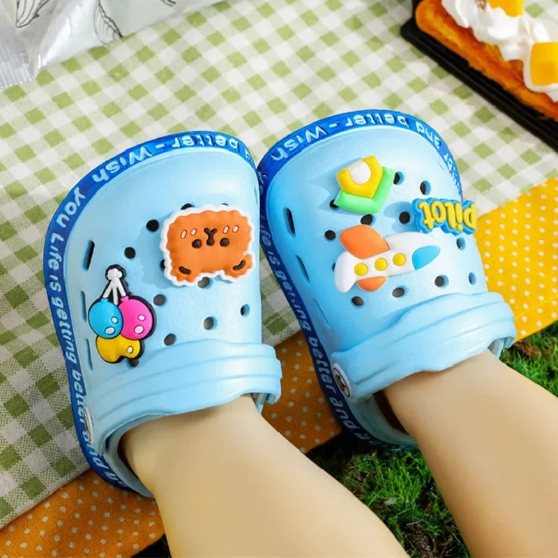 Summer Kids' Sandals: Cartoon DIY Design Anti-Skid Shoes