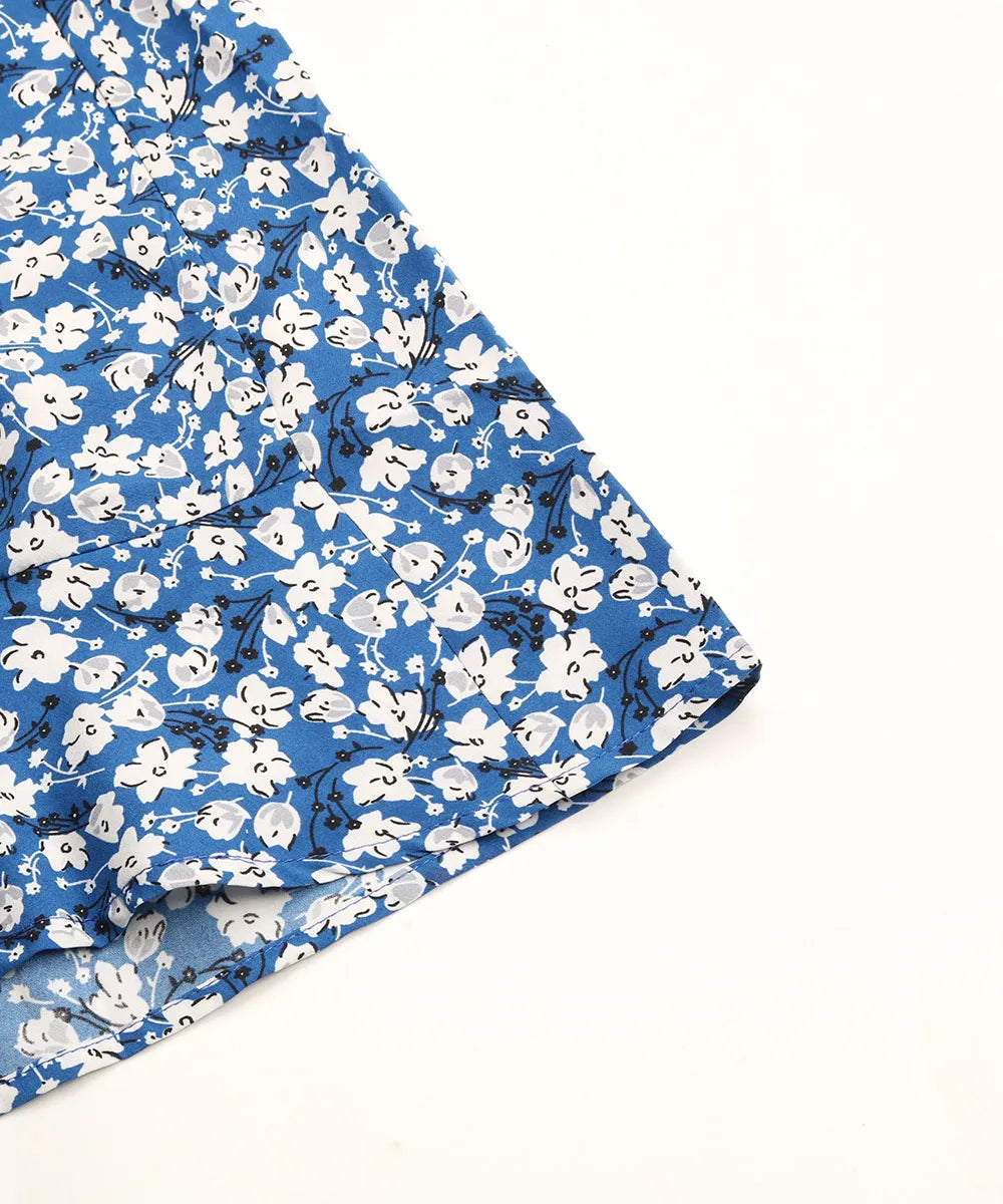 Benuynffy Floral Print Ruffle Trim Midi Skirt - Summer Boho A-Line