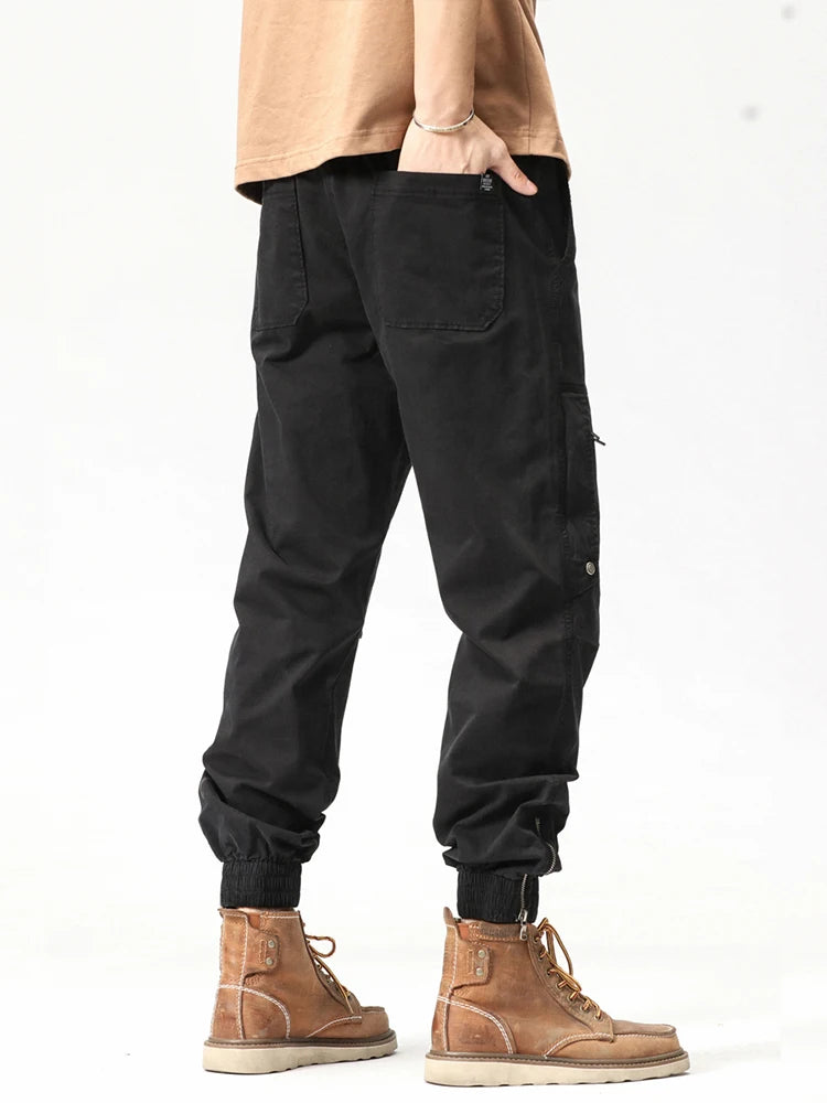 Spring/Summer Men's Multi-Pocket Cargo Pants – Thin Cotton Workwear Joggers