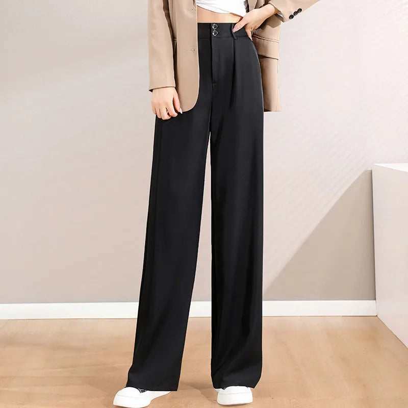 Women's High-Waist Slim Suit Pants – Spring/Autumn Korean Straight-Leg Trousers