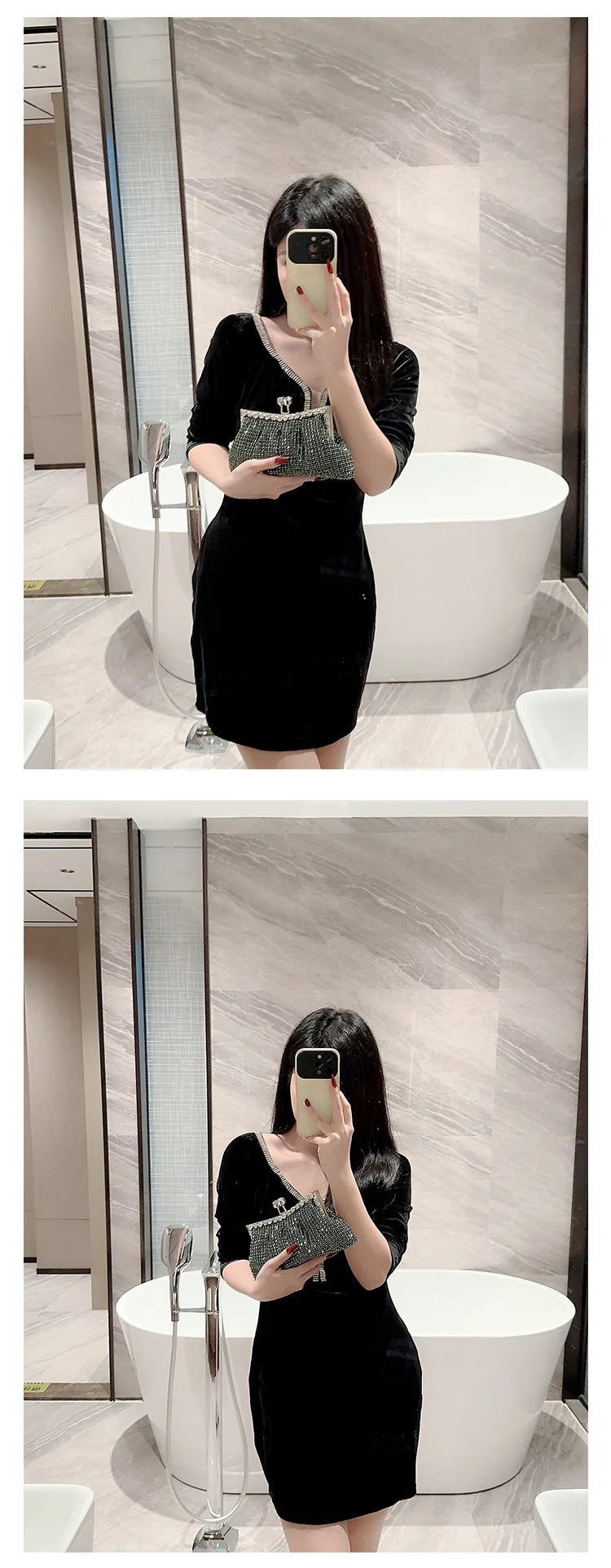 Luxury Rhinestone Evening Clutch Bag with Detachable Chain – Elegant Wedding & Party Handbag