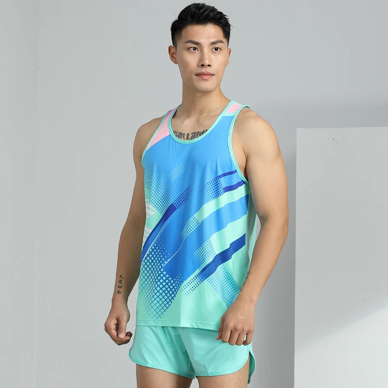 Men's Quick Dry Tracksuit - Running Vest & Shorts Set for Marathon, Fitness, Jogging
