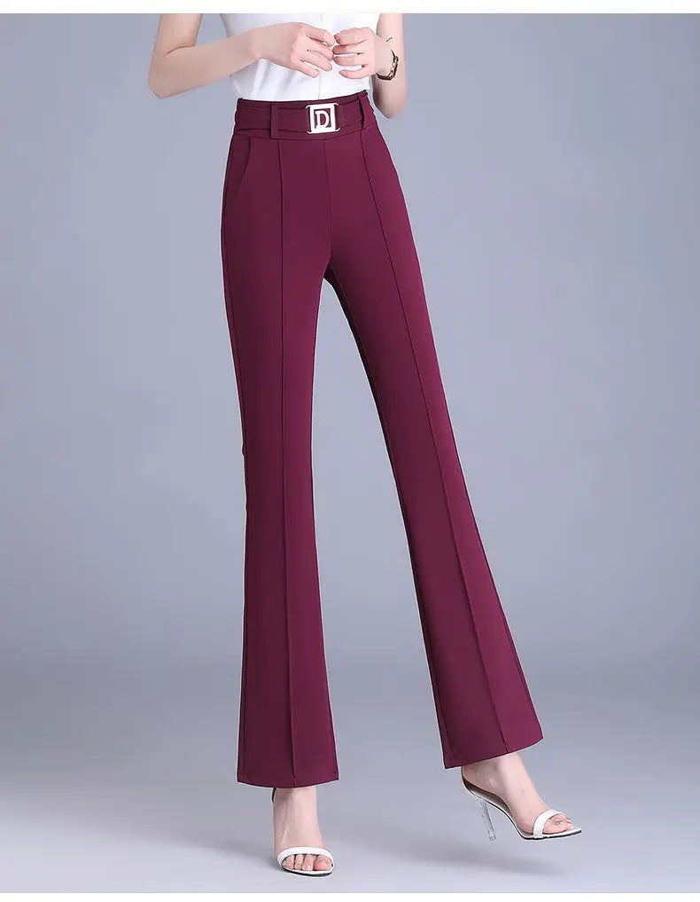 Spring/Summer High Waist Flare Pants with Bright Line Decoration