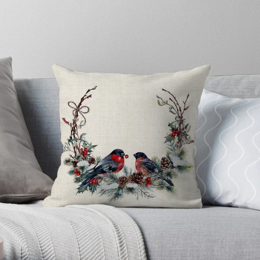 1PC Christmas Linen Pillowcase Cushion Cover – Customizable Home Sofa Decoration