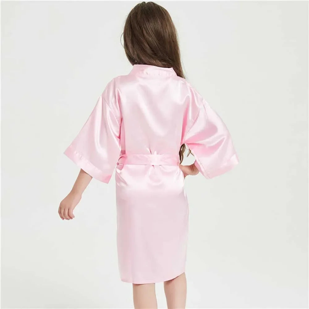 Pink Satin Silk Bathrobe for Girls - Kids Nightwear & Sleepwear