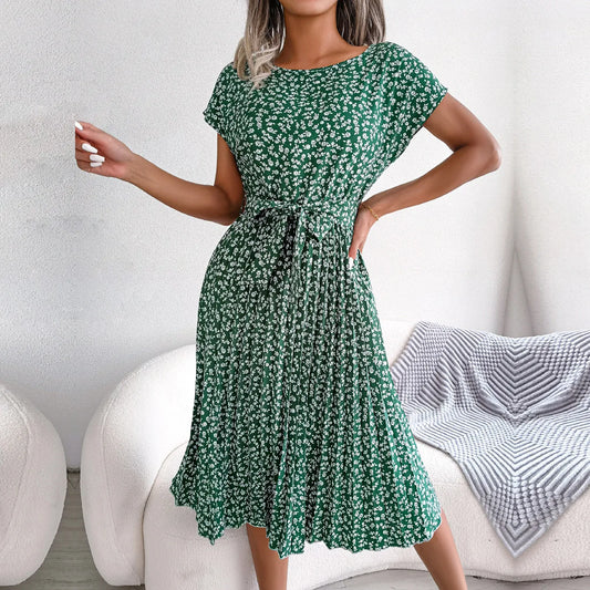 Women Spring Summer - Fashion Floral Pleated Dress