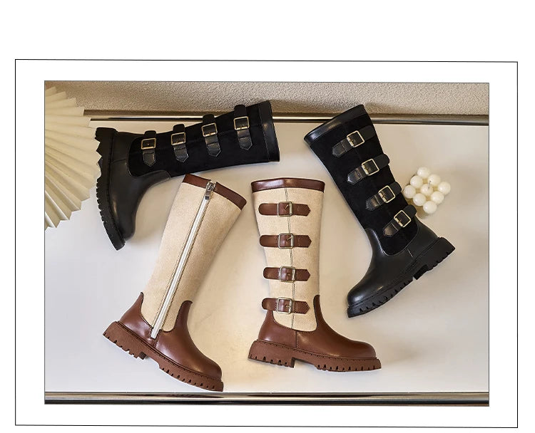 Girls' British Style High-Top Boots - Autumn Winter Fashion & Outdoor Princess Shoes