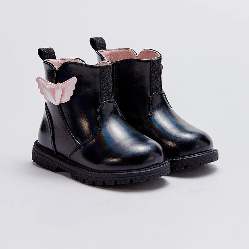 Dave Bella Kids' Black Fashion Boots with Wings