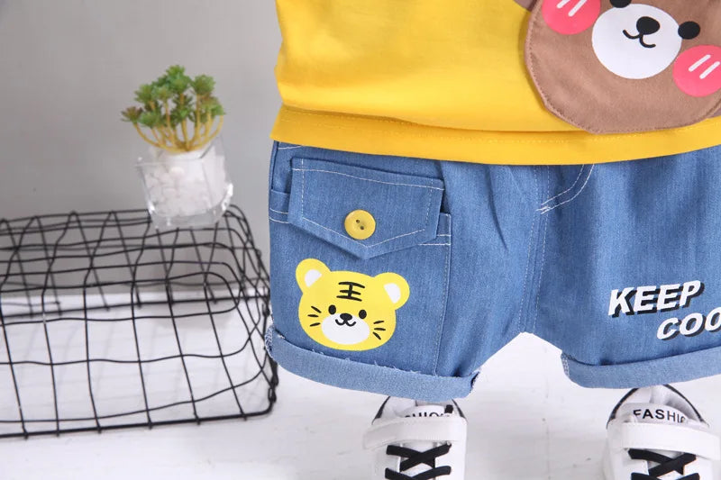 Kids Cotton Bear T-Shirt & Shorts 2-Piece Summer Set